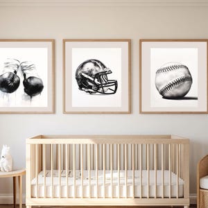 Vintage Sports Nursery Prints: Baseball, Football, Golf (Set of 3)
