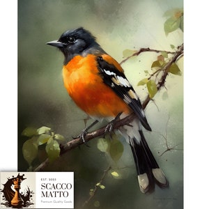 Oriole Watercolor Art Print, Bird wall art, Oriole and Oak Tree, Birder Gift