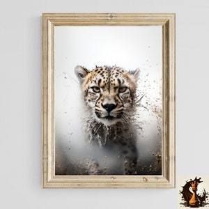 Cheetah Oil Painting Print: African Safari Wildlife Wall Art