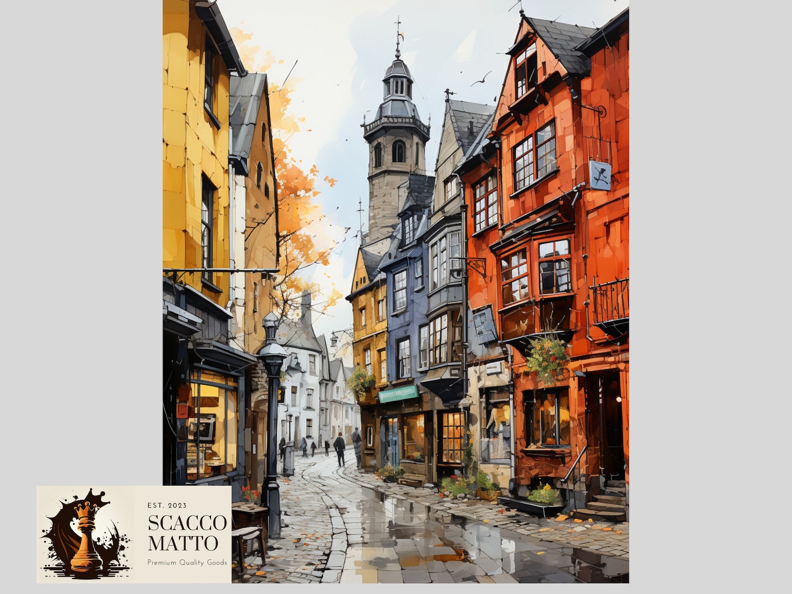 Dublin Street Oil Painting Rainy Dublin Ireland Art Vintage Cityscape ...