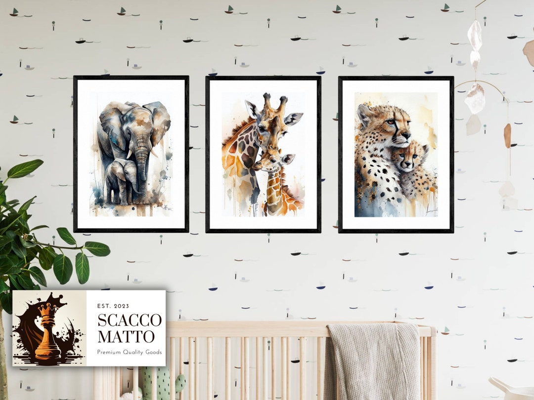 Mom and Baby Animal Watercolor Prints: Nursery Decor, Set of 3 - Etsy