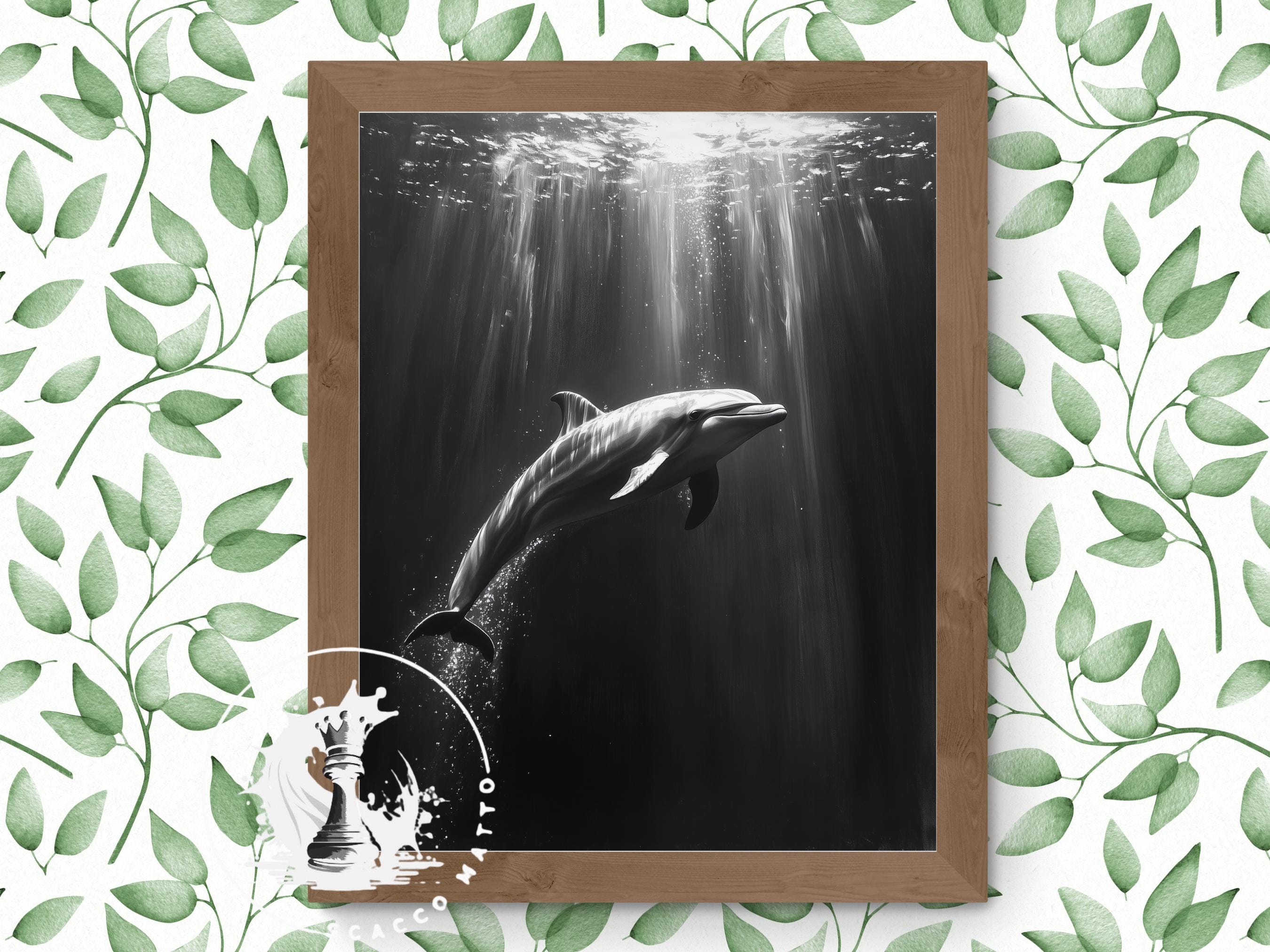 Bottlenose Dolphin Art Print: Black and White Coastal Decor - Etsy