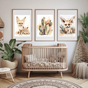 Desert Nursery Decor, Watercolor and Adobe Illustrator, Succulents, Desert Animals, Boho Style