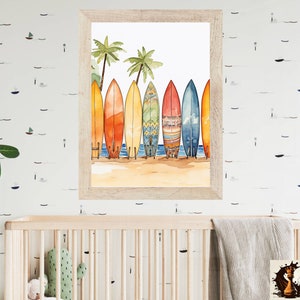 Watercolor Surf Art | Nursery or Kids Bedroom | Beach Wall Decor | Surfboards