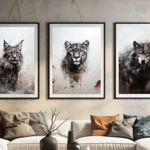 Wildlife Oil Painting Print Set: American Animal Portraits