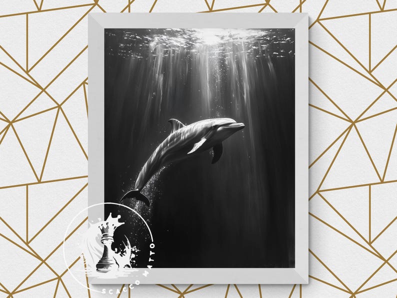 Bottlenose Dolphin Art Print: Black and White Coastal Decor - Etsy