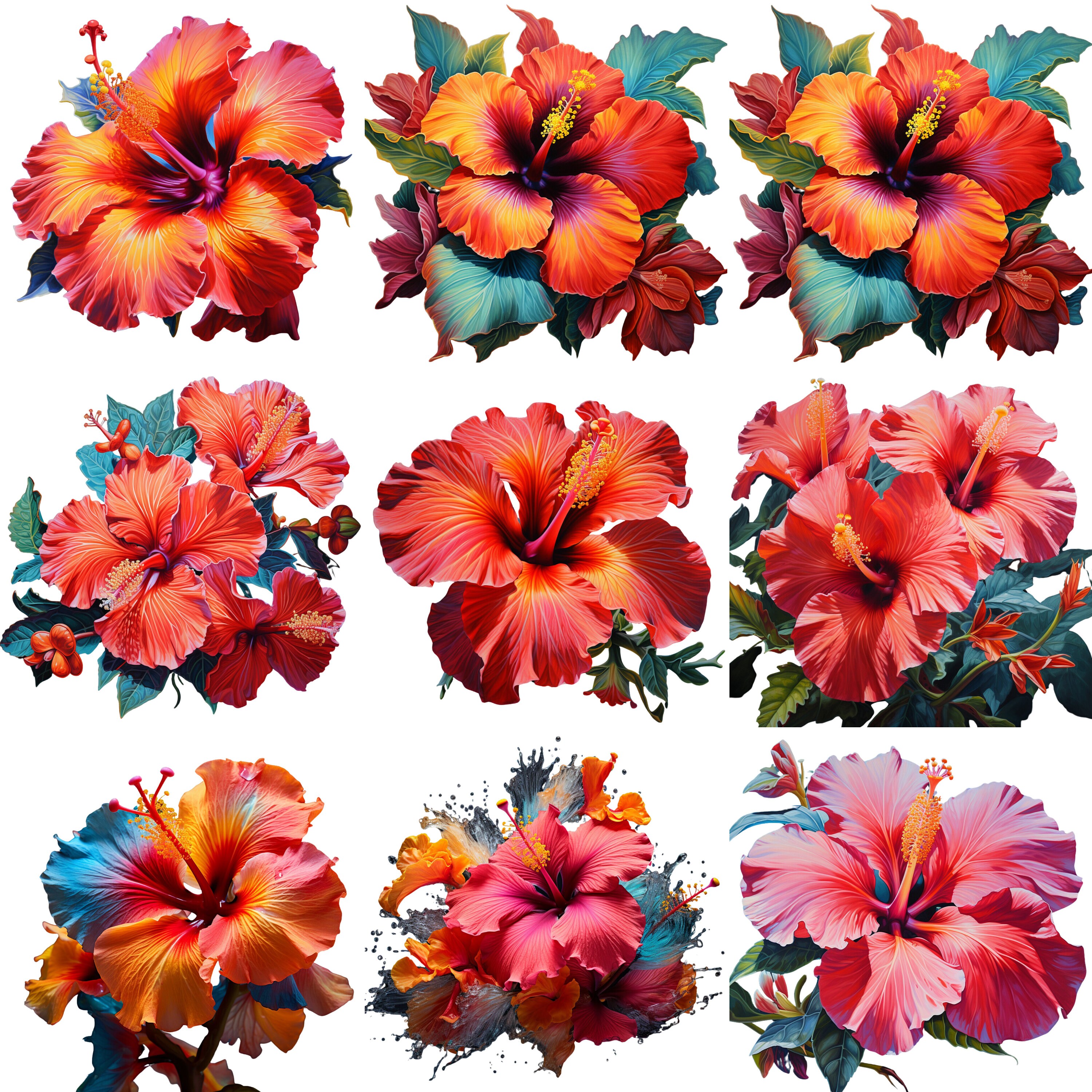 Singlet - Hibiscus Flower Print - Pre Order