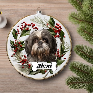 Adorno de perro mascota Adorno de perro personal Adorno de Navidad de perro personalizado Adorno de tributo de mascota Adorno de regalo de Navidad Adorno de pérdida de mascota Foto de perro