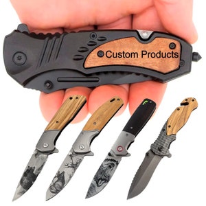 Personalized Custom Engraved Folding Pocket Knife - Personalized Hunting Fishing Gift for Dad, Men, Him, Husband - Customized with Name
