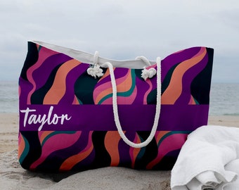 Personalized Weekender Bag Custom Name Tote For Beach For Travel For Shopping Stylish Personalized Gift For Mom Birthday Gift For Her Bridal