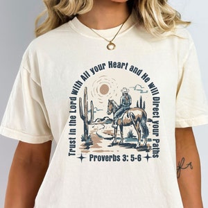Bold Christian T Shirt, Comfort  Colors Bible Verse T-Shirt, Retro Vintage Religious Tee for Christian Gift Cowgirl Christian Tee, Jesus Tee