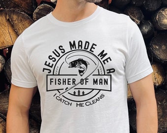 Fisher of Men Shirt, Bold Christian Shirt, Mens Religious Dad Gift, Fisherman Gift, Bible Verse Mens Tee, Fisherman Shirt, Fishing Dad Shirt