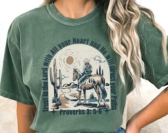 Boho Western Christian T-Shirt, Cowgirl Bible Verse Graphic Tee