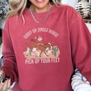 Comfort Colors Western Christmas Sweatshirt, Cowboy Christmas Sweater, Howdy Christmas Sweatshirt, Cowboy Santa Shirt, Holiday Gift for her