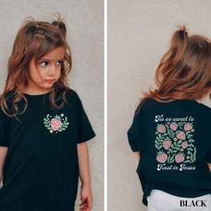 Vintage Floral Kids Christian Shirt, Comfort Colors Religious Toddler Shirt,  Retro Christian Shirt for Kids Back Print, Religious Kids Tee