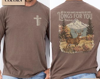 Comfort Colors Men's Christian T Shirt, Guys Christian Shirt for Dad, Shirt for Deer Hunter Shirt Religious Gift, Hunting Men's Baptism Gift