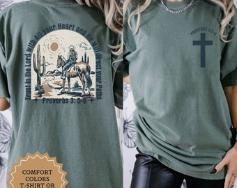 Comfort Colors Boho Western Christian Graphic T Shirt, Religious Gift for Christian, Bible Verse T-Shirt,  Cowgirl Christian Faith Shirt,