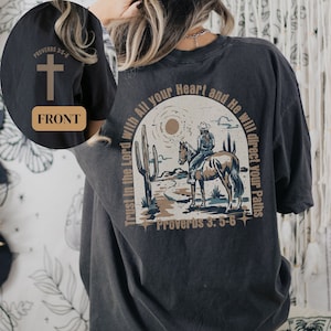 Comfort Colors Boho Western Christian Graphic T Shirt, Religious Gift for Christian, Bible Verse T-Shirt,  Cowgirl Christian Faith Shirt,