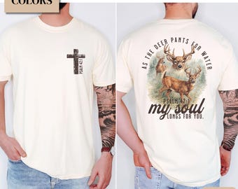 Comfort Colors Men's Christian T Shirt, Guys Christian Shirt for Dad, Shirt for Deer Hunter Shirt Religious Gift, Hunting Men's Baptism Gift