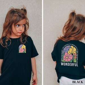 I am Fearfully and Wonderfully Made Kid Christian Shirt, Comfort Colors Religious Toddler Shirt,  Retro Christian Shirt for Kids Back Print