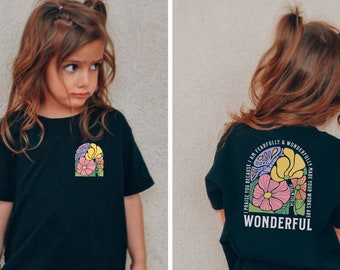 I am Fearfully and Wonderfully Made Kid Christian Shirt, Comfort Colors Religious Toddler Shirt,  Retro Christian Shirt for Kids Back Print