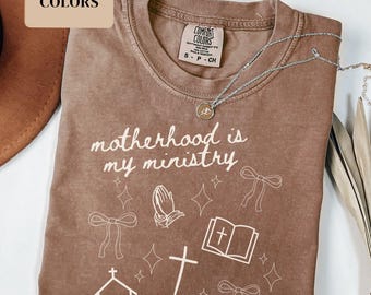 Comfort Colors Motherhood is Kingdom Work Shirt for Christian Mom, Religious Mom Gift for Mother's Day Christian Mom Shirt Bible Verse Shirt