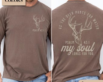 Comfort Colors Men's Christian T Shirt, Guys Christian Shirt for Dad, Shirt for Deer Hunter Shirt Religious Gift, Hunting Mens Baptism Gift