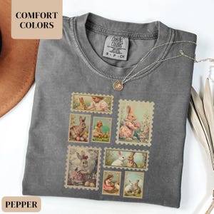 Comfort Colors Vintage Easter Shirt for Women Retro Women's Easter Shirt Trendy Vintage Stamp Easter Tee Gift for Wife Best Friend Matching