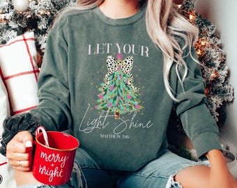 Comfort Colors Christian Christmas Sweatshirt: Jesus Tree, Religious Gift