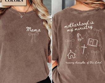 Comfort Colors Christian Mama Shirt, Religious Mom Gift for Mother's Day, Christian Mom Shirt, Bow Bible Verse Shirt, Homeschool Mama Tee