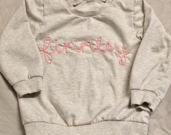 Hand Stitched Name Sweatshirt for youth | kids sweatshirt | personalized gift | gift for kids | embroidered sweatshirt