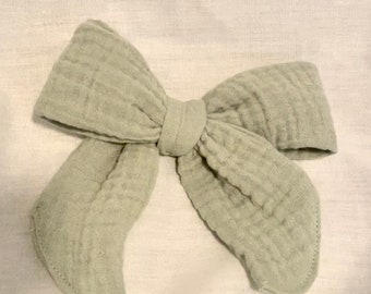 Muslin cloth hair bow | baby headband | initial bow | baby gift | toddler gift | girls bow | personalized gift