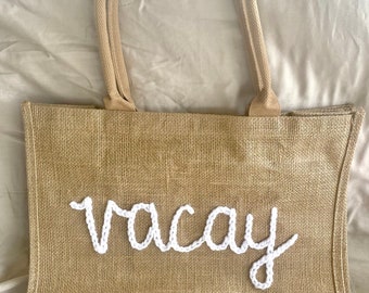 Handstitched tote bag | hand bag | beach bag | personalized bag | bride gift | personalized gift | straw bag | burlap tote