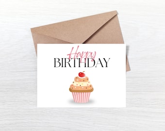 Printable Cupcake Birthday Card