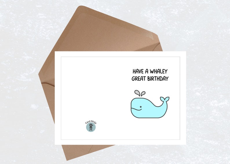 Whale Birthday Card, Cards for Boys, Cards for Girls, Fish Birthday ...
