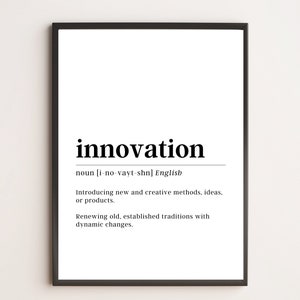 Innovation Definition Print | Motivierende Wandkunst