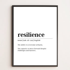 Resilience Definition Print | Motivational Wall Art