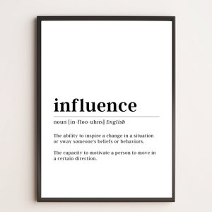 Influence Definition Print | Motivational Wall Art