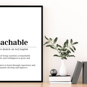 Coachable Definition Print | Motivational Wall Art - Etsy