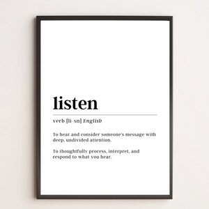 Listen Definition Print | Motivational Wall Art