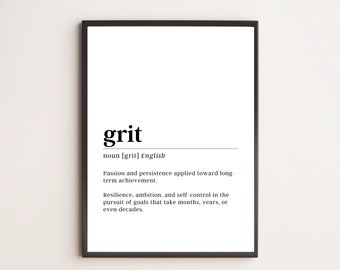 Grit Definition Print | Motivational Wall Art