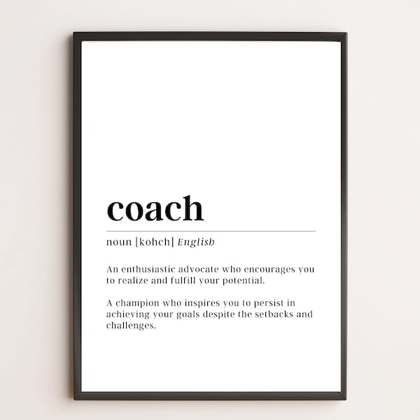 Coach Definition Print | Motivational Wall Art