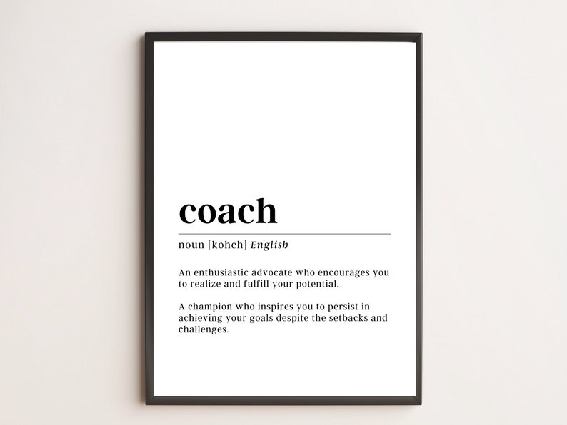 Coach Definition Print Motivational Wall Art Etsy