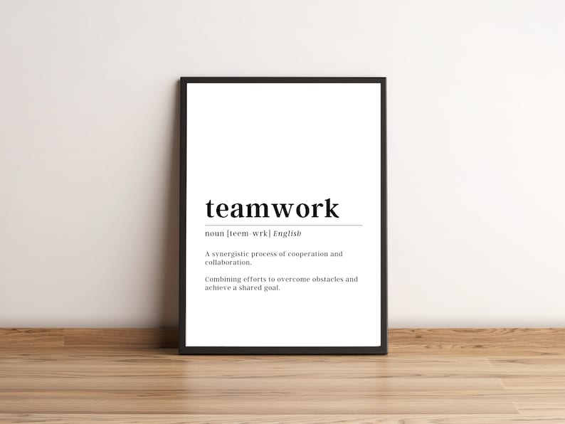 Teamwork Definition Print Motivational Wall Art Etsy