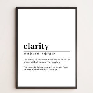 Clarity Definition Print | Motivational Wall Art