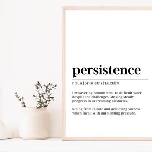 Persistence Definition Print | Motivational Wall Art - Etsy