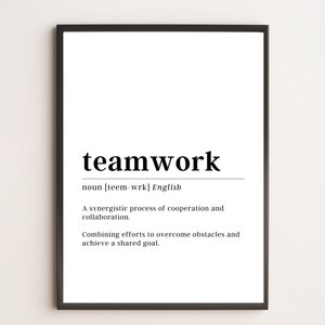 Teamwork Definition Print | Motivational Wall Art