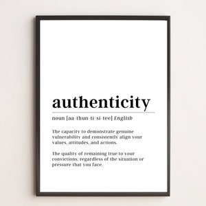 Authenticity Definition Print | Motivational Wall Art
