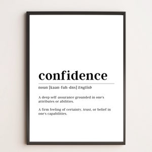 Confidence Definition Print | Motivational Wall Art