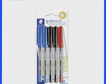 Staedtler Stick 430 Medium Ballpoint Pen 5 Pack - Assorted
